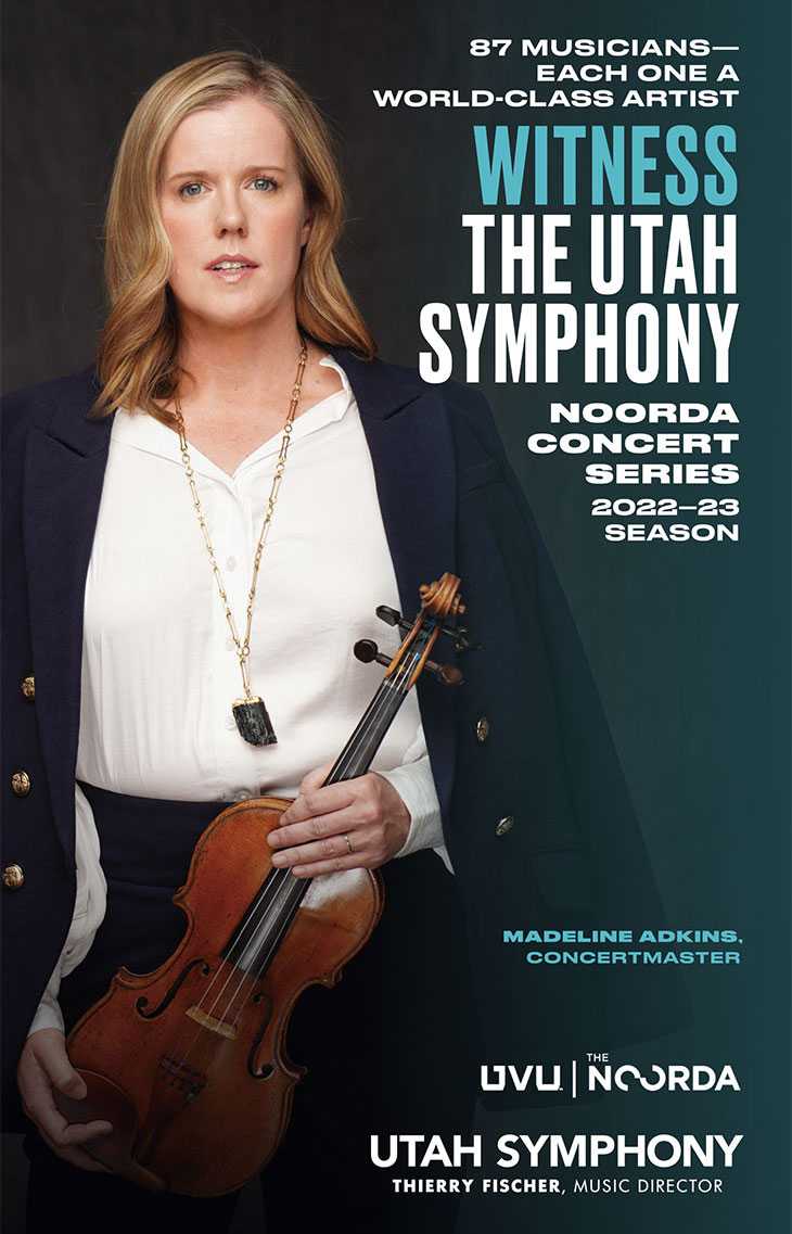 Utah Symphony Noorda 2022-2023 Season publication cover Featuring Madeline Adkins